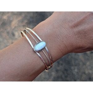 Navajo Sterling Silver Cuff Bracelet Synth Opal Native American sz6.5 **